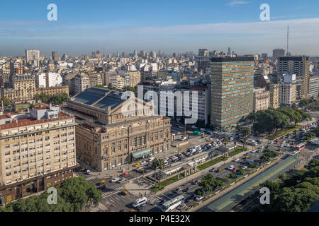 Luftaufnahme von 9 de Julio Avenue - Buenos Aires, Argentinien Stockfoto