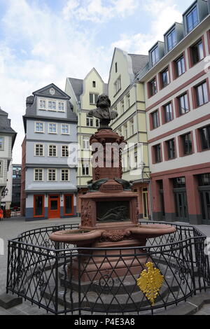 Stoltze-Brunnen, Stoltze Fontain, Hühnermarkt, Marktplatz, Dom-Römer-Projekt, Neue Frankfurter Altstadt, Altstadt, Frankfurt am Main, Deutschland Stockfoto