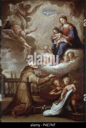 APARICION DE LA VIRGEN EINE SAN FELIX DE CANTALICIO - 1665-OLEO/LIENZO - 77 x 55 cm - NP 7127 - BARROCO ESPAÑOL. Autor: Antonio van de Pere (C. 1618 - C. 1688). Lage: Museo del Prado - PINTURA, MADRID, SPANIEN. Stockfoto