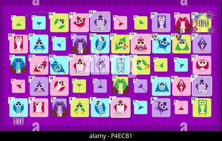 Pädagogische Brettspiel für Kinder. Die Studie von geometrischen Formen und Mathematik Stock Vektor