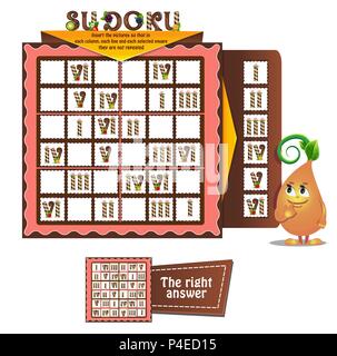 Sudoku Spiel für Kinder und Erwachsene mit Kerzen. Kinder Blatt. Ausbildung Logik, IQ, Lernspiel Stock Vektor
