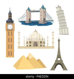 Sehenswürdigkeiten Vektor einrichten Stock Vektor
