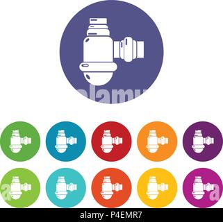 Abwasser siphon Icons Set Vector Farbe Stock Vektor