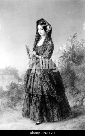 MARIA LUISA FERNANDA DE BORBÓN (1832-1897) DUQUESA MONTPENSIER - HERMANA de Isabel II - LITOGRAFIA DE LEON. Autor: Franz Xaver Winterhalter (1805-1873). Lage: MUSEO ROMANTICO - GRABADO, MADRID, SPANIEN. Stockfoto