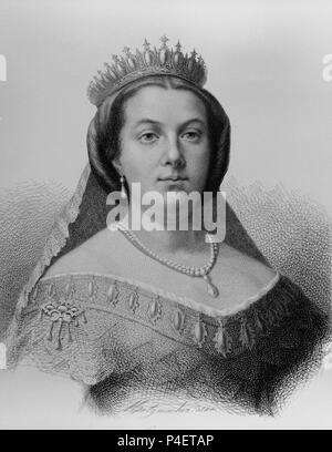 ISABEL II. von Bourbon - 1830/1904. Autor: METZMACHER. Lage: MUSEO ROMANTICO - GRABADO, MADRID, SPANIEN. Stockfoto