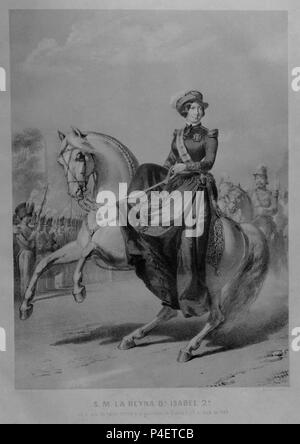 ISABEL II. von Bourbon - 1830/1904. Autor: J. Vallejo. Lage: MUSEO ROMANTICO - GRABADO, MADRID, SPANIEN. Stockfoto