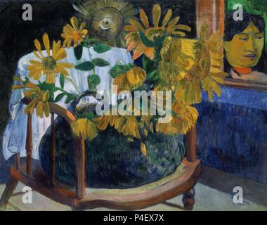 Sonnenblumen - 1901 - 72 x 91 cm - Öl auf Leinwand - Französisch Postimpressionismus. Autor: Eugène Henri Paul Gauguin (1848-1903). Lage: MUSEO ERMITAGE - COLECCION, ST. PETERSBURG, Russland. Auch bekannt als: GIRASOLES EN UN-sillon. Stockfoto