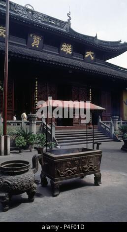 Exterieur - FACHADA DEL TEMPLO-1881. Lage: Templo del BUDA DE JADE (YUFO SI), Shanghai. Stockfoto