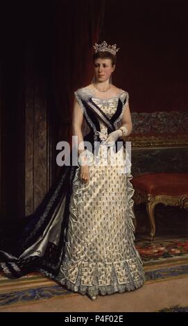 RETRATO DE MARIA CRISTINA DE HABSBURGO Y LORENA-1880. Autor: Manuel San Gil y Villanueva (19.). Lage: MINISTERIO DE HACIENDA - COLECCION, MADRID, SPANIEN. Stockfoto