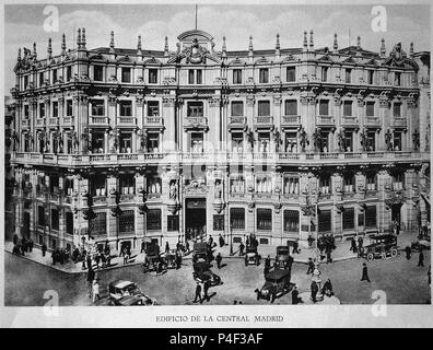 EDIFICIO ZENTRALE EN LA PLAZA DE CANALEJAS - 1902. Autor: Eduardo Adaro (1848-1906). Lage: Banco Santander Central HISPAN, SPANIEN. Stockfoto