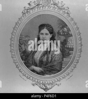 RETRATO DE LA DUQUESA DE FRIAS-S XIX. Thema: B. Blanco (19.). Stockfoto