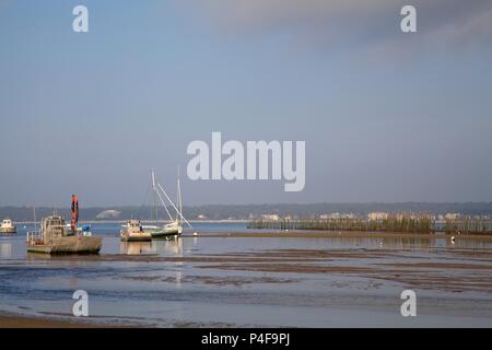 Am Abend Licht über das Bassin d'Arcachon von Cap Ferret, Gironde, Frankreich 2018 Stockfoto