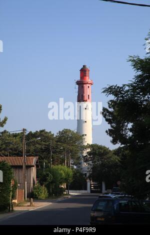 Der Leuchtturm (Le Phare) in Cap Ferret, Aquitanien, Frankreich Stockfoto