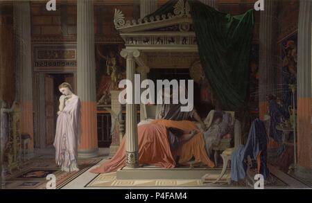 Antiochus und Stratonice - 1840 - 57 x 98 cm - Öl auf Leinwand - Französischen Neoklassizismus. Autor: Jean Auguste Dominique Ingres (1780-1867). Lage: MUSEO CONDE, Chantilly, Frankreich. Auch als: ANTIOCO Y ESTRATONICE bekannt. Stockfoto