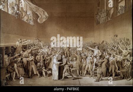 Französische Schule. Der Tennisplatz Eid (20. Juni 1789). Versailles, Musée National du Château. Autor: Jacques Louis David (1748-1825). Lage: MUSEO PALACIO, VERSAILLES. Stockfoto