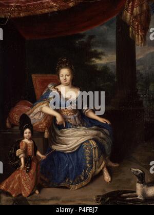 PRINCESA PALATINA MADRE DEL REGENTE FELIPE II DUQUE DE ORLEANS - SIGLO XVII - BARROCO HOLANDES. Autor: Constantin Netscher (1669-1723). Lage: CASTILLO, Blois, Frankreich. Stockfoto