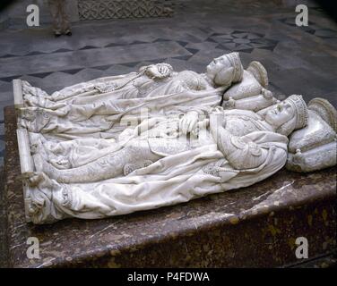 SEPULCRO DE LOS CONDESTABLES DE CASTILLA - HACIA 1492 REALIZADA EN MARMOL DE CARRARA-TRANSICION GOTICO RENACIMIENTO. Autor: Felipe Bigarny (C. 1475-1543). Lage: CATEDRAL - INTERIEUR, Burgos, Spanien. Stockfoto