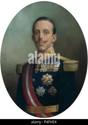 ALFONSO XIII REY DE ESPAÑA - 1916 - Pastell - 0,82 x 0,62 - Nº INVENTARIO 81. Autor: Nicolás Aquino y Losada (20 Prozent). Lage: SENADO - PINTURA, MADRID, SPANIEN. Stockfoto