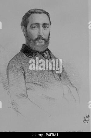 FRANCISCO ASENJO BARBIERI (1823-1894) - COMPOSITOR Y MUSICOLOGO ESPAÑOL. Autor: J. Vallejo. Lage: Biblioteca Nacional - COLECCION, SPANIEN. Stockfoto