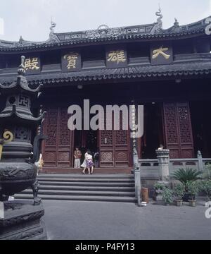 Exterieur - FACHADA DEL TEMPLO-1881. Lage: Templo del BUDA DE JADE (YUFO SI), Shanghai. Stockfoto