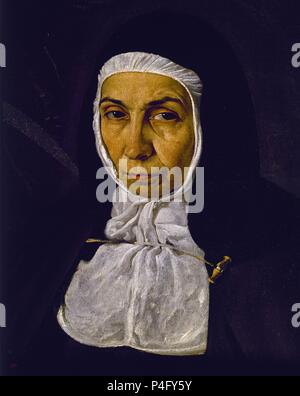 "Die ehrwürdige Mutter Jerónima de la Fuente" (Detail), 1620, Öl auf Leinwand, P 02873. Autor: Diego Velázquez (1599-1660). Lage: Museo del Prado - PINTURA, MADRID, SPANIEN. Stockfoto