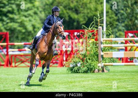 West Sussex, UK. 21 Juni, 2018. Louise Whitaker reiten Ruby Vlll. GBR. Die Stoner Juweliere Vase. CSI 4*. Die Al Shira'aa Hickstead Derby treffen. Springen. Der All England Parcours. Hickstead. West Sussex. UK. Tag 2. 21.06.2018. Credit: Sport in Bildern/Alamy leben Nachrichten Stockfoto