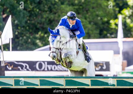 West Sussex, UK. 21 Juni, 2018. Sebastien Kapel reiten Vandi Gucci. NED. Die bunn Freizeitaktivitäten Derby Tankard. Die Al Shira'aa Hickstead Derby treffen. Springen. Der All England Parcours. Hickstead. West Sussex. UK. Tag 2. 21.06.2018. Credit: Sport in Bildern/Alamy leben Nachrichten Stockfoto