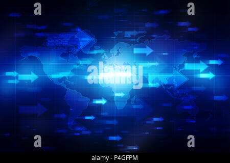 2D-Illustration Weltkarte Abstract Background, Global Internet Kommunikation Hintergrund, Technologie Zusammenfassung Hintergrund Stockfoto