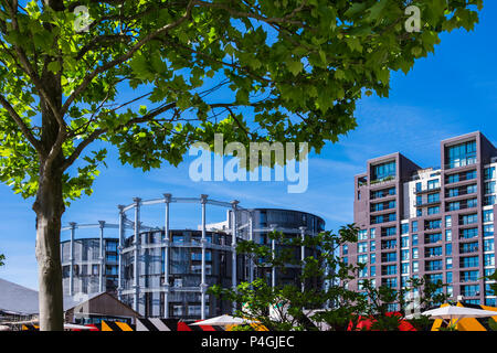 Gasholders apartment Gehäuse, King's Cross, London, England, Großbritannien Stockfoto