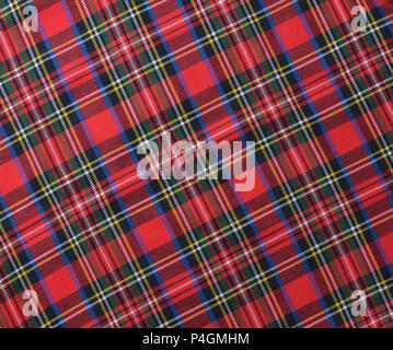 Rot Schwarz und Weiß rustikal Plaid fabric swatch Background. Stockfoto