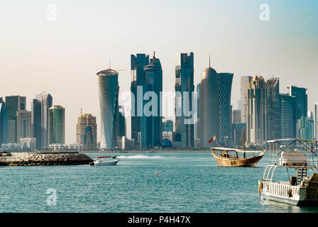 Doha City Blick vom Hafen Stockfoto