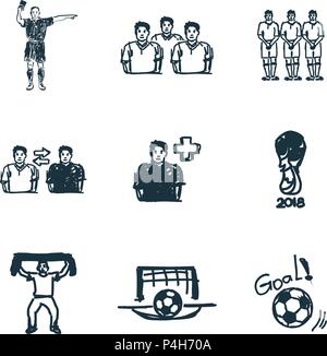 Fußball Icons einstellen. Ziel Symbol, Fußball Schiedsrichter Fußball-Fan-Symbol, Symbol und mehr. Premium Qualität symbol Collection. Succer Icon Set einfache Elemente. Stock Vektor