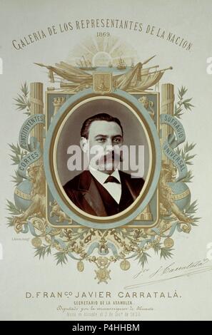 GALERIA DE REPRESENTANTES DE LA NACIÓN 1869 - DON FRANCISCO JAVIER CARRATALA - DIPUTADO POR ALICANTE. Lage: CONGRESO DE LOS DIPUTADOS - BIBLIOTECA, MADRID, SPANIEN. Stockfoto