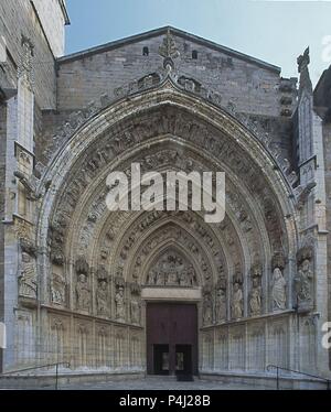 PORTADA DE LA IGLESIA DE SANTA MARIA CONSTRUIDA DE MARMOL BLANCO - SIGLO XV - GOTICO KATALANISCH. Autor: Antonio Antigoni (15.). Ort: Marienkirche, SPANIEN. Stockfoto