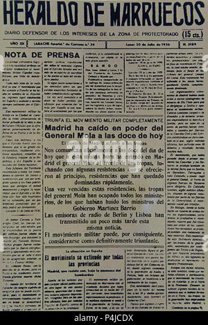 PERIODICO EL HERALDO DE MARRUECOS - 1936. Lage: Biblioteca Municipal. Stockfoto