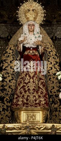 VIRGEN DE LA MACARENA ESPERANZA. Autor: Luisa Roldán (1654-1704). Lage: BASILICA DE LA MACARENA, SPANIEN. Stockfoto