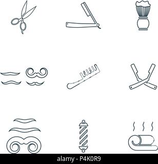 Barbershop Symbole gesetzt. Rasiermesser, Kamm, Symbol, Schnurrbart Symbol, Handtuch Symbol und mehr. Premium Qualität symbol Collection. Barbershop Icon Set einfache Elemente. Stock Vektor