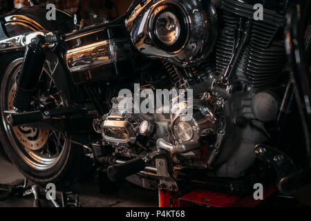 Nahaufnahme Vintage Motorcycle Motor Stockfoto