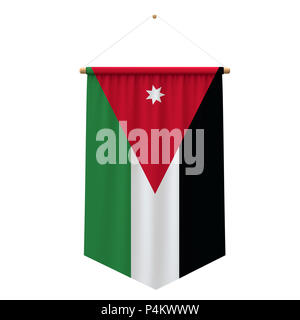 Jordanien Flagge Tuch hing das Banner. 3D-Rendering Stockfoto