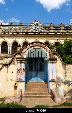 Chettinad Herrenhaus in Kanadukathan. Chettiars waren reich, aus dem 19. Jahrhundert Kaufleute und Bankiers aus der Region Chettinad, Tamil Nadu, Indien. Stockfoto