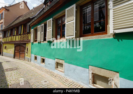 Streer in Barr Dorf im Elsass, der Wein Hauptstadt Bas-Rhin, Frankreich. Stockfoto