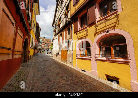 Streer in Barr Dorf im Elsass, der Wein Hauptstadt Bas-Rhin, Frankreich. Stockfoto