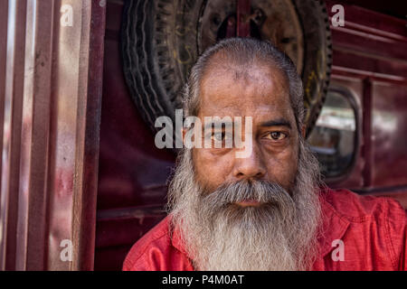 Portret eines alten grauen indischen Mann mit Bart Stockfoto