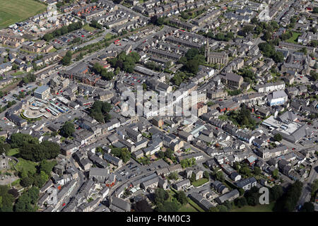 Luftaufnahme von Clitheroe Town Center, Lancashire, Großbritannien Stockfoto