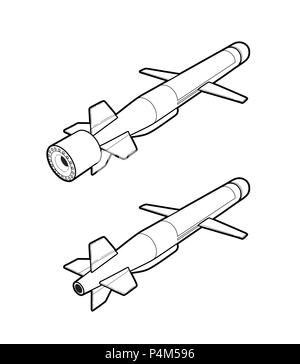 Cruise Missile auf einen hellen Hintergrund. Line Vector Illustration. Stock Vektor