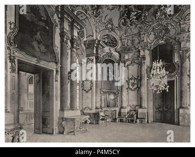 167 Bruchsal. - Schloß, Marmorsaal im Corps de Logis. Stockfoto