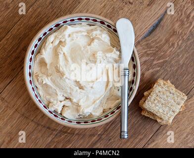 Stil Houmous dip und Cracker Stockfoto