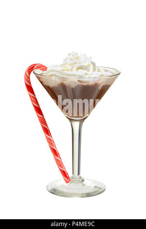 Chocolate Martini mit Zuckerstange Stockfoto