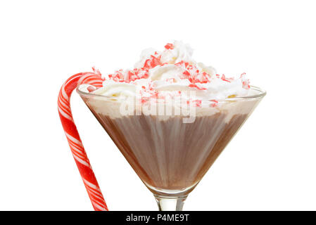 Closeup chocolate Candy Cane Martini Stockfoto