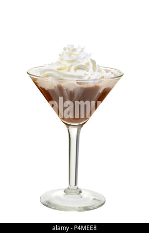 Isolierte Chocolate Martini mit Schlagsahne Stockfoto